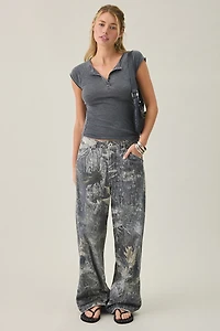 BDG Ivy Raglan Short Sleeve Henley Tee