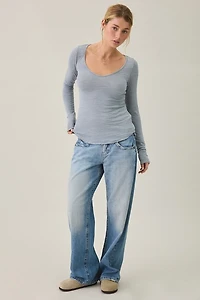 BDG Vivi Plunging Scoop Neck Long Sleeve Tee