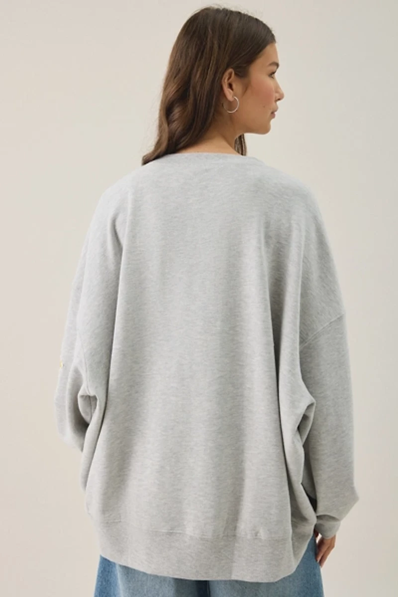 Peanuts University Graphic Oversized Crew Neck Pullover