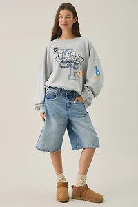 Peanuts University Graphic Oversized Crew Neck Pullover