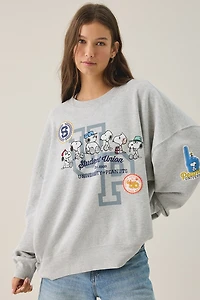 Peanuts University Graphic Oversized Crew Neck Pullover