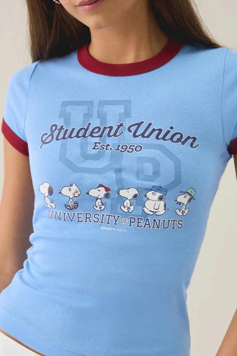 Peanuts University Graphic Ringer Baby Tee