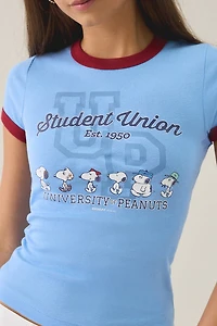Peanuts University Graphic Ringer Baby Tee