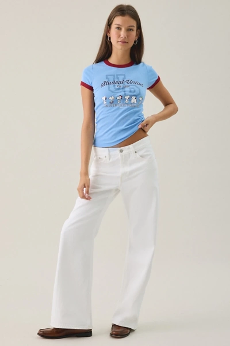 Peanuts University Graphic Ringer Baby Tee