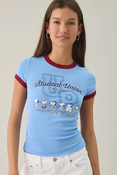 Peanuts University Graphic Ringer Baby Tee