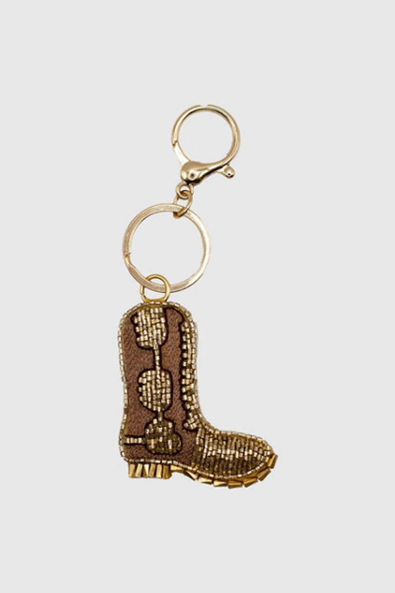 Cowboy Boot Beaded Bag Charm