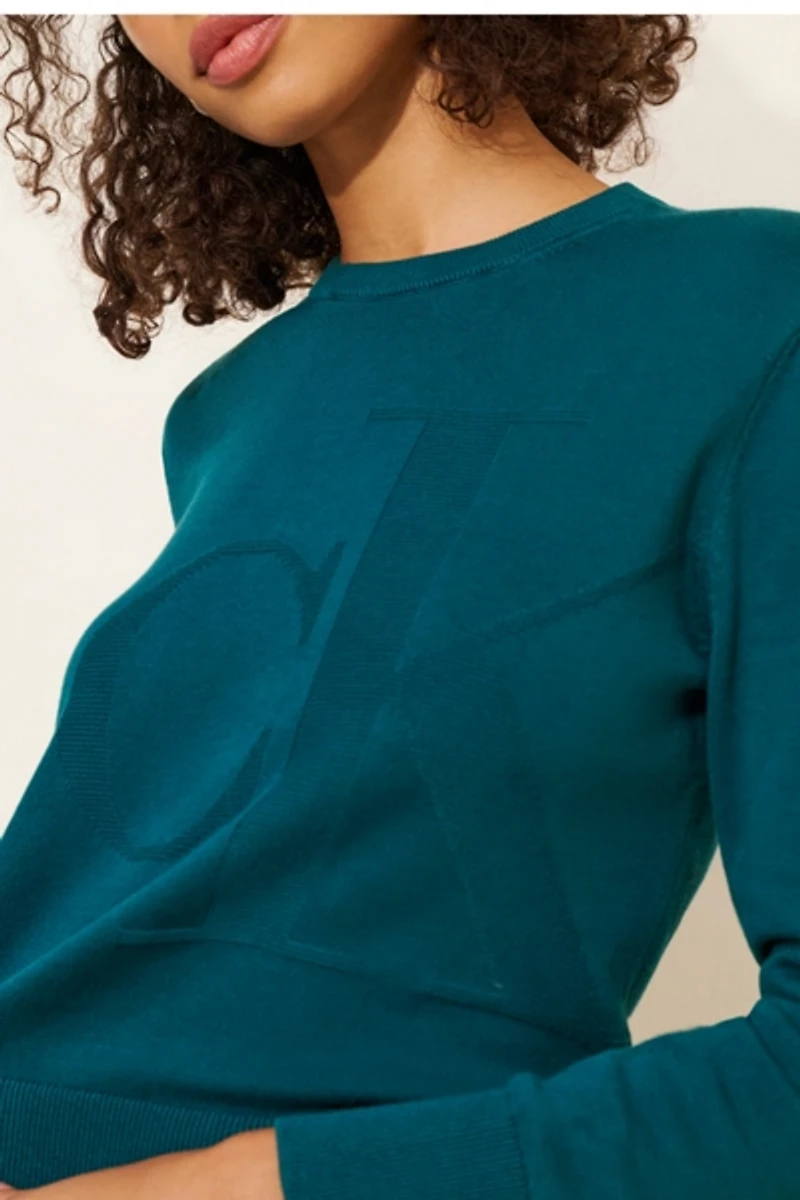 Calvin Klein Smooth Cotton Logo Crewneck Sweater