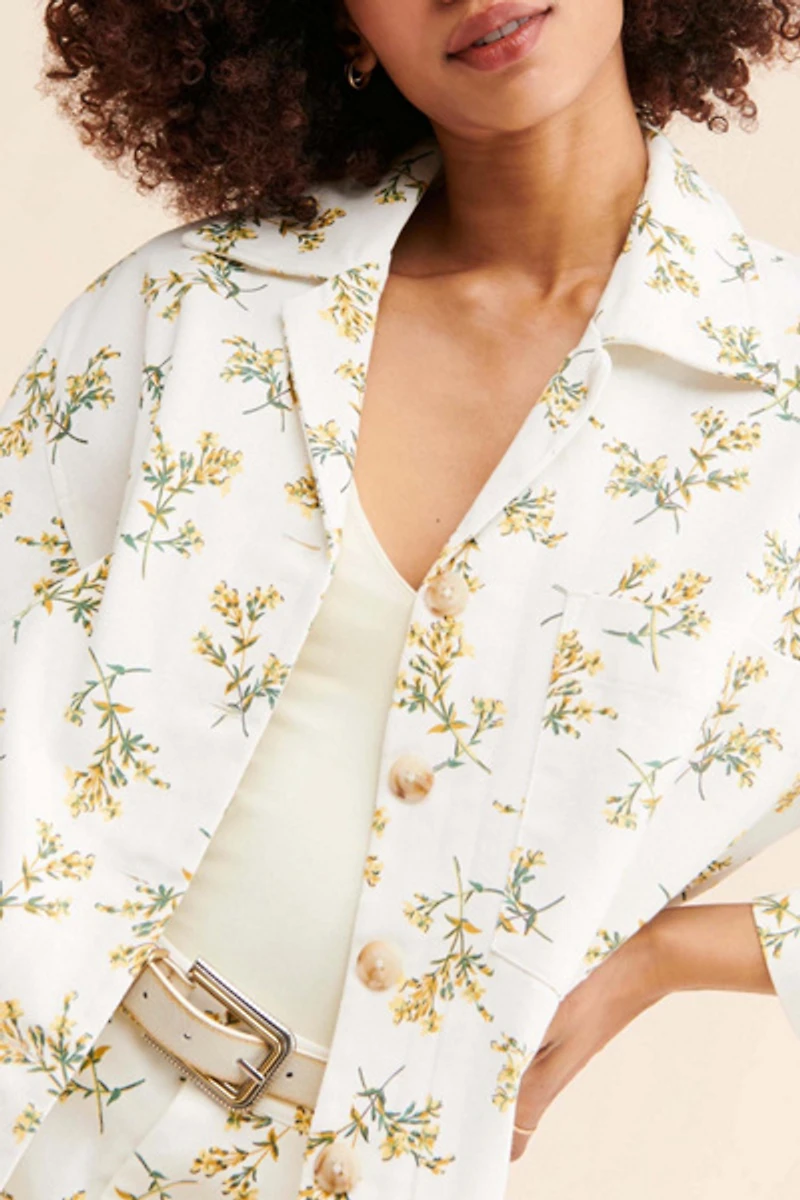 English Factory Floral Printed Shirt Jacket