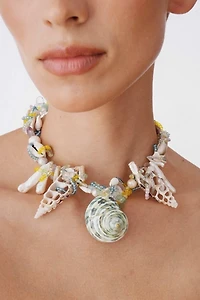 Velvet Luna Seashell and Pearl Statement Necklace