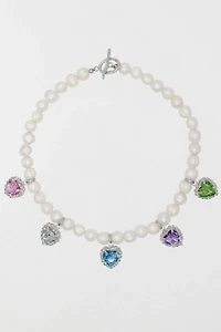 Velvet Luna Freshwater Pearl Necklace With Heart Charms