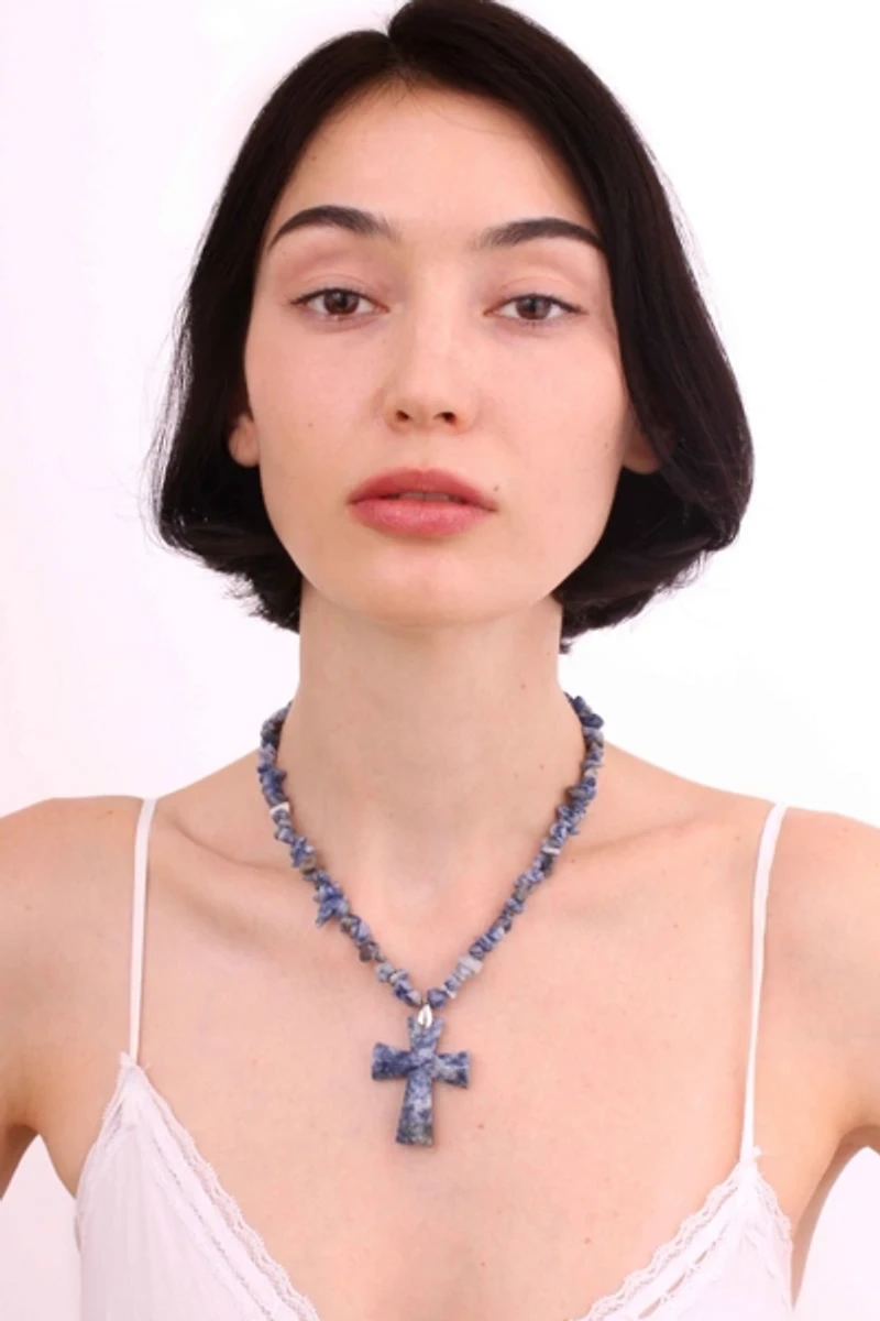 Velvet Luna Jasper Cross Beaded Necklace