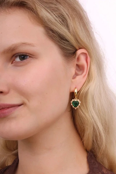 Velvet Luna Earrings With Heart Pendant