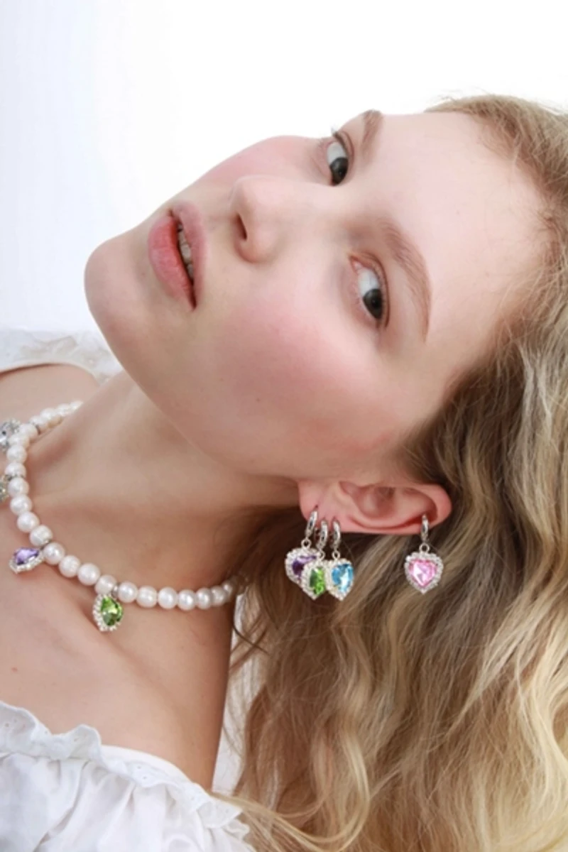 Velvet Luna Earrings With Heart Pendant