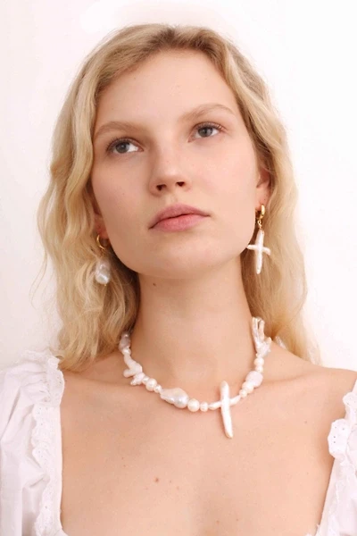 Velvet Luna Pearl Cross Necklace