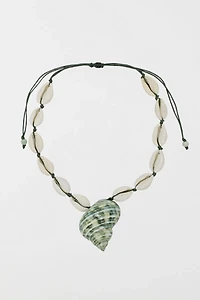 Velvet Luna Cowrie Shell Choker With Seashell Pendant