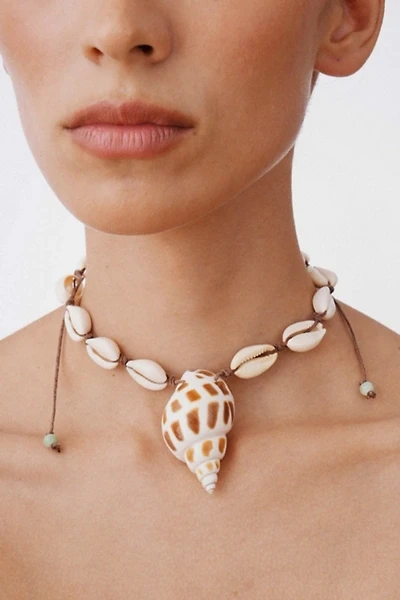 Velvet Luna Cowrie Shell Choker With Seashell Pendant