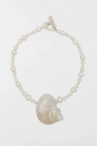 Velvet Luna Natural Pearl Statement Necklace With Seashell Pendant