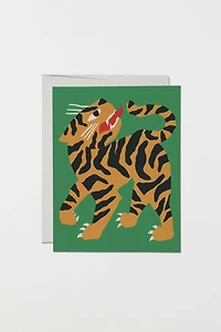 Red Cap Growling Tiger Greeting Card