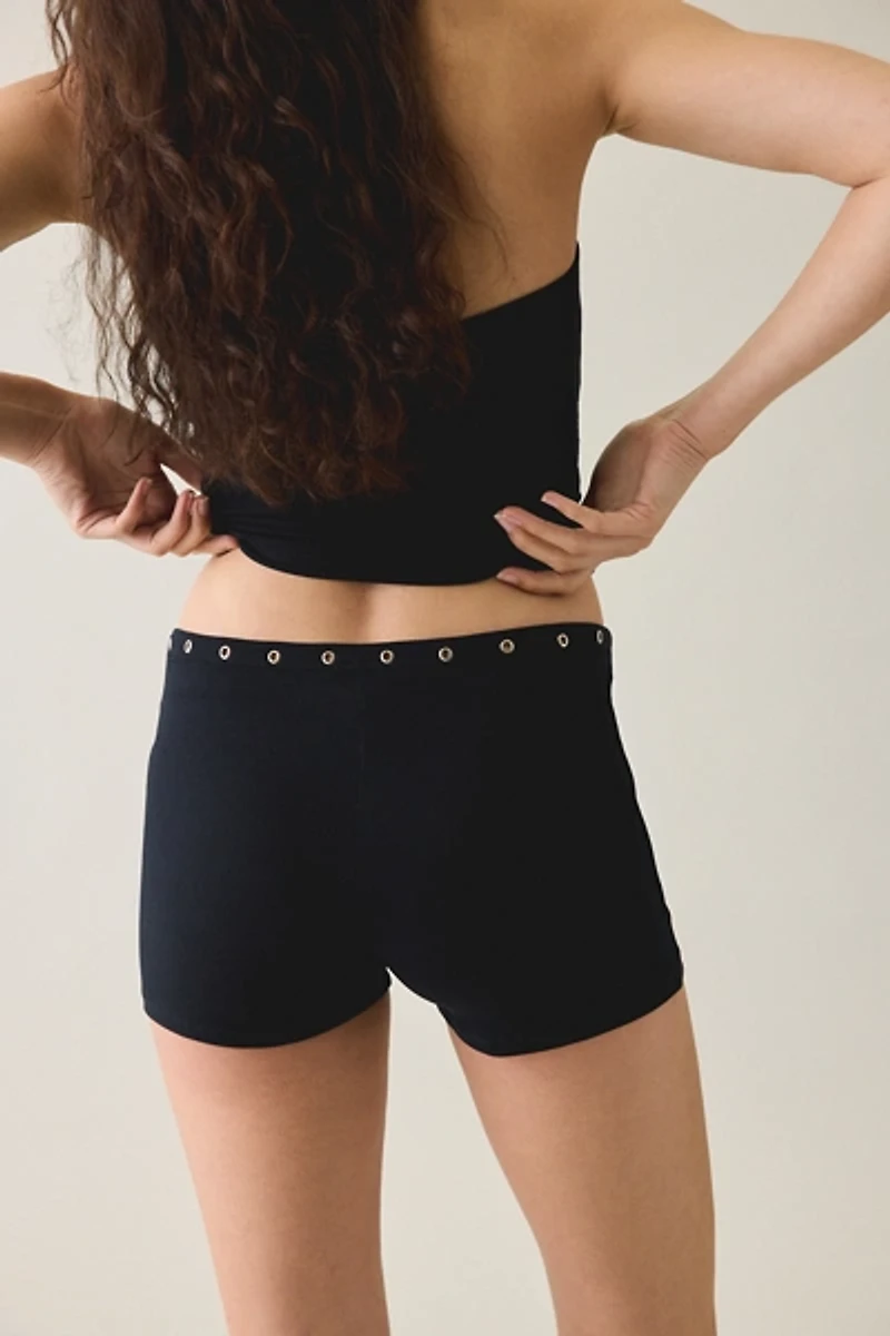 Motel Kendo Silver Eyelet Trim Hot Pants