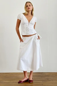 Motel Ilias Lace Trim Puff Sleeve Corset Top