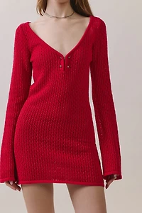 Personal Code Nerina Crochet Long Sleeve Mini Dress
