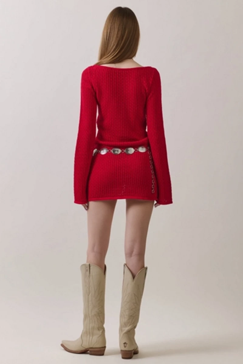 Personal Code Nerina Crochet Long Sleeve Mini Dress