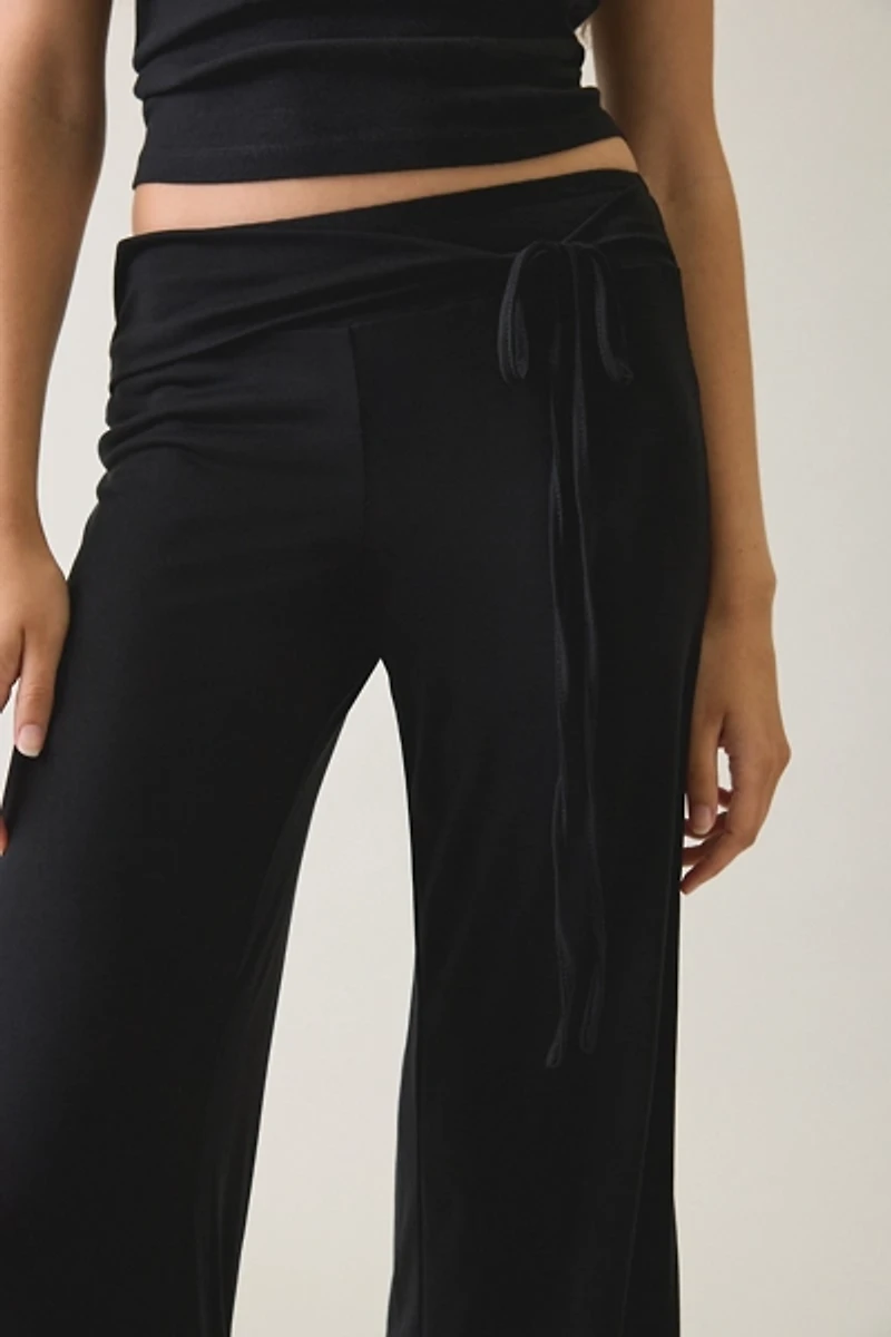 Motel Donata Jersey Knit Foldover Wide Leg Pants