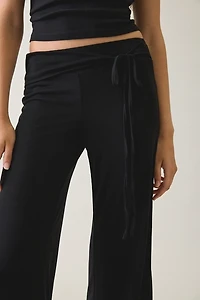 Motel Donata Jersey Knit Foldover Wide Leg Pants