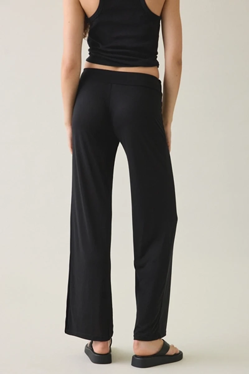 Motel Donata Jersey Knit Foldover Wide Leg Pants