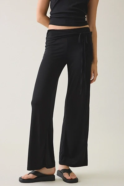 Motel Donata Jersey Knit Foldover Wide Leg Pants