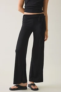 Motel Donata Jersey Knit Foldover Wide Leg Pants