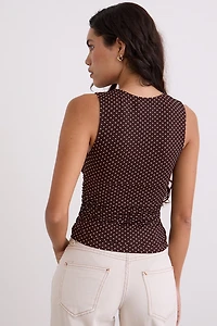 Motel Lycia Polka Dot Plunge V-Neck Sleeveless Top