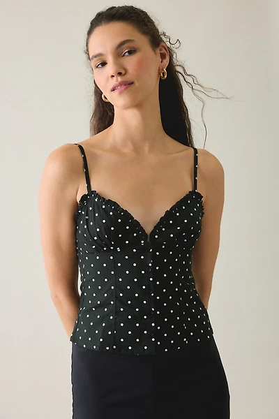 Motel Isamu Polka Dot Ruffle Trim Cami