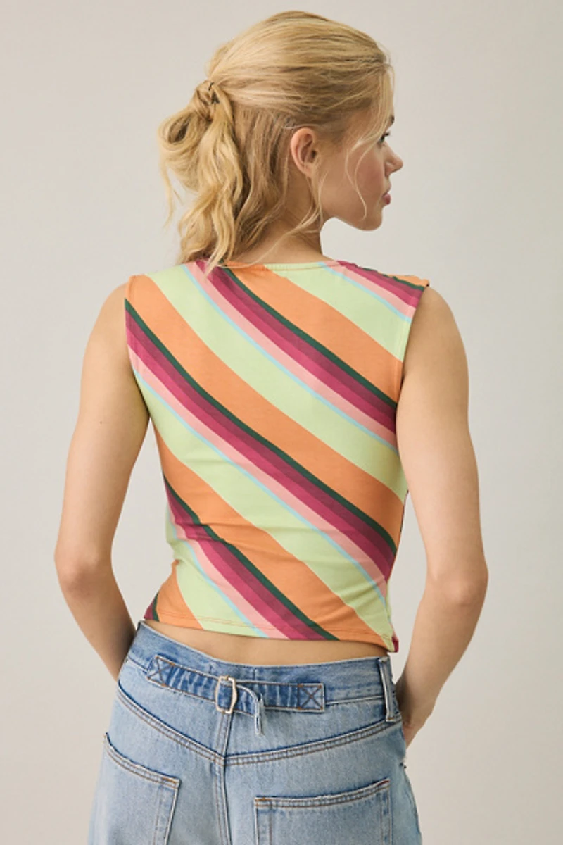 Motel Emberlo Striped Jersey Knit Sleeveless Top