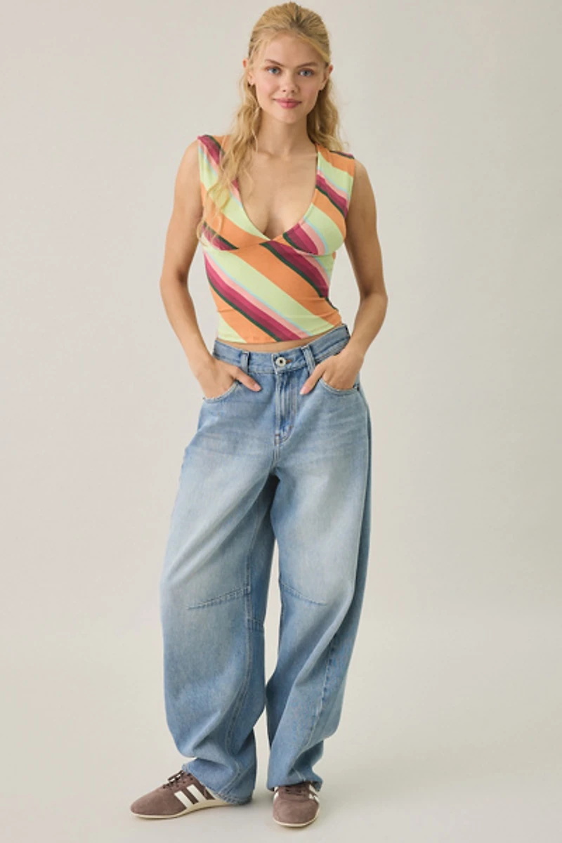 Motel Emberlo Striped Jersey Knit Sleeveless Top