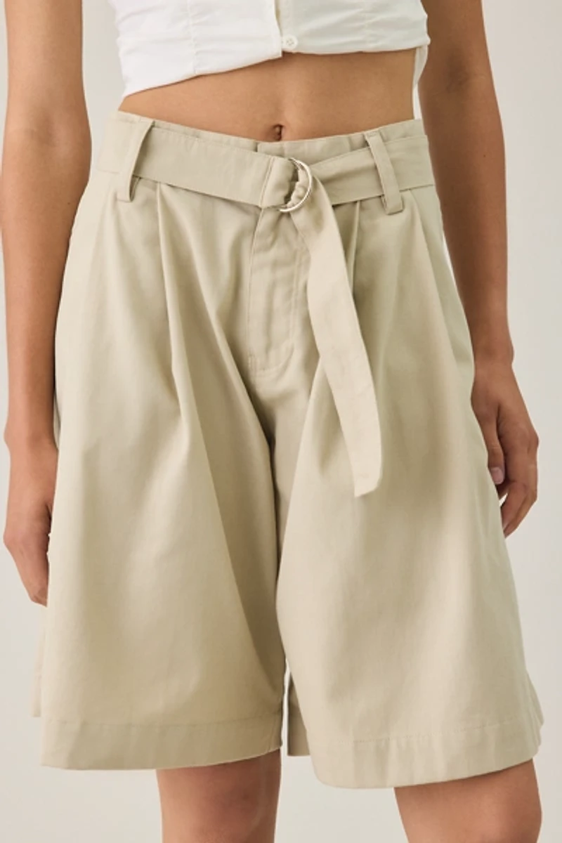 Motel Niso Pleated Wide Leg Longline Shorts
