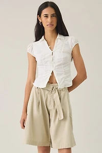 Motel Niso Pleated Wide Leg Longline Shorts