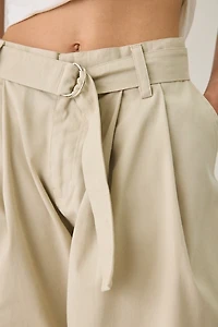 Motel Niso Pleated Wide Leg Longline Shorts
