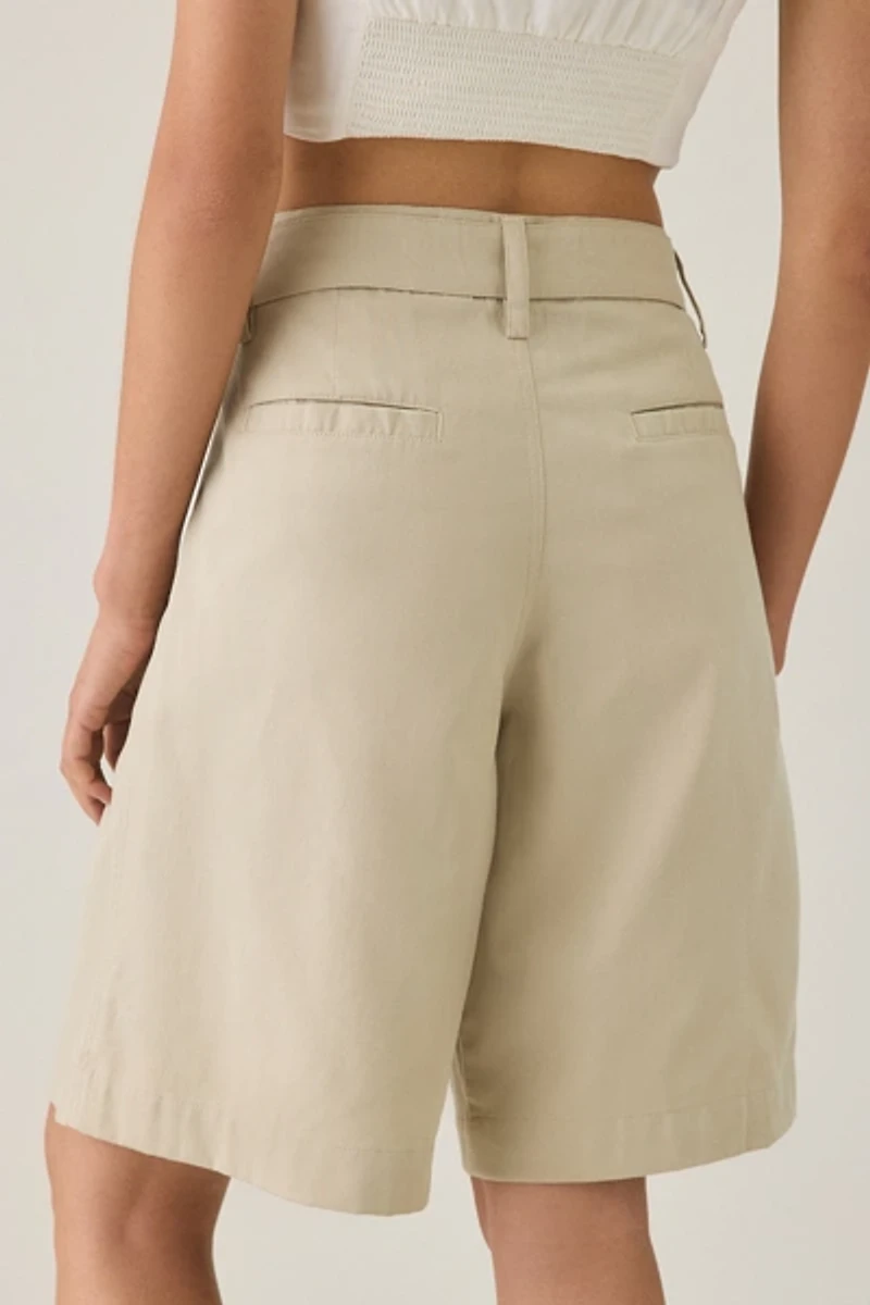 Motel Niso Pleated Wide Leg Longline Shorts
