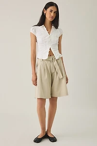 Motel Niso Pleated Wide Leg Longline Shorts
