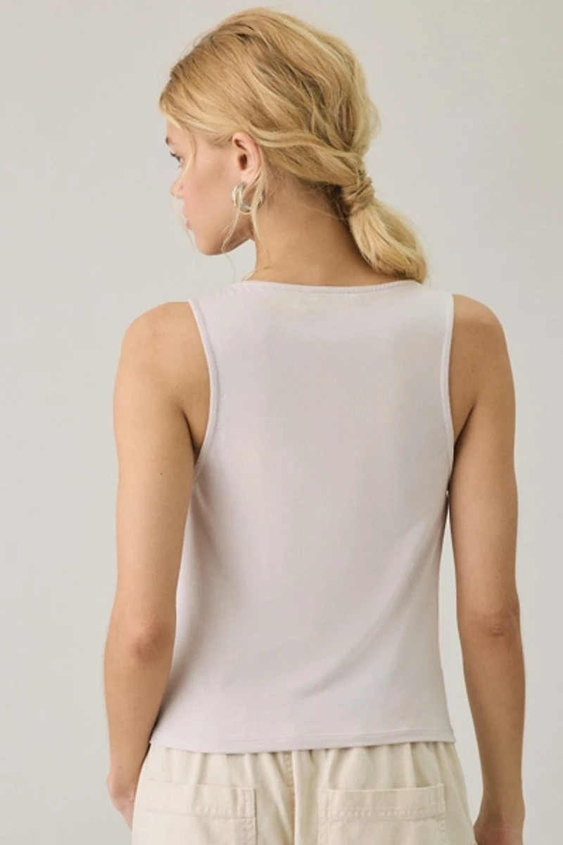 Motel Sandia Buckle Strap Plunging Cowl Neck Tank Top