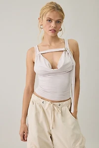 Motel Sandia Buckle Strap Plunging Cowl Neck Tank Top