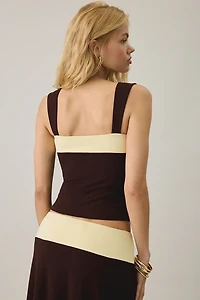 Motel Lurie Colorblock Pinch-Front Cropped Tank Top