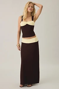 Motel Lurie Colorblock Pinch-Front Cropped Tank Top