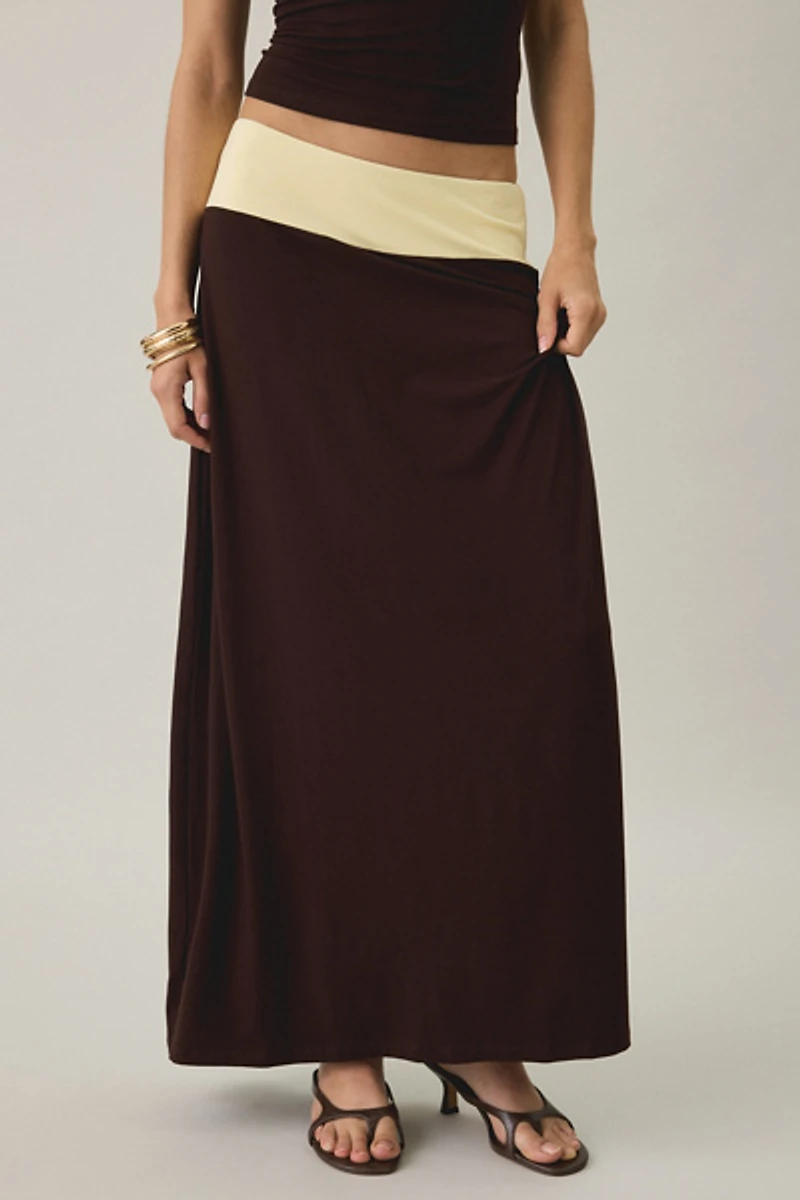 Motel Olie Colorblock Jersey Knit Maxi Skirt