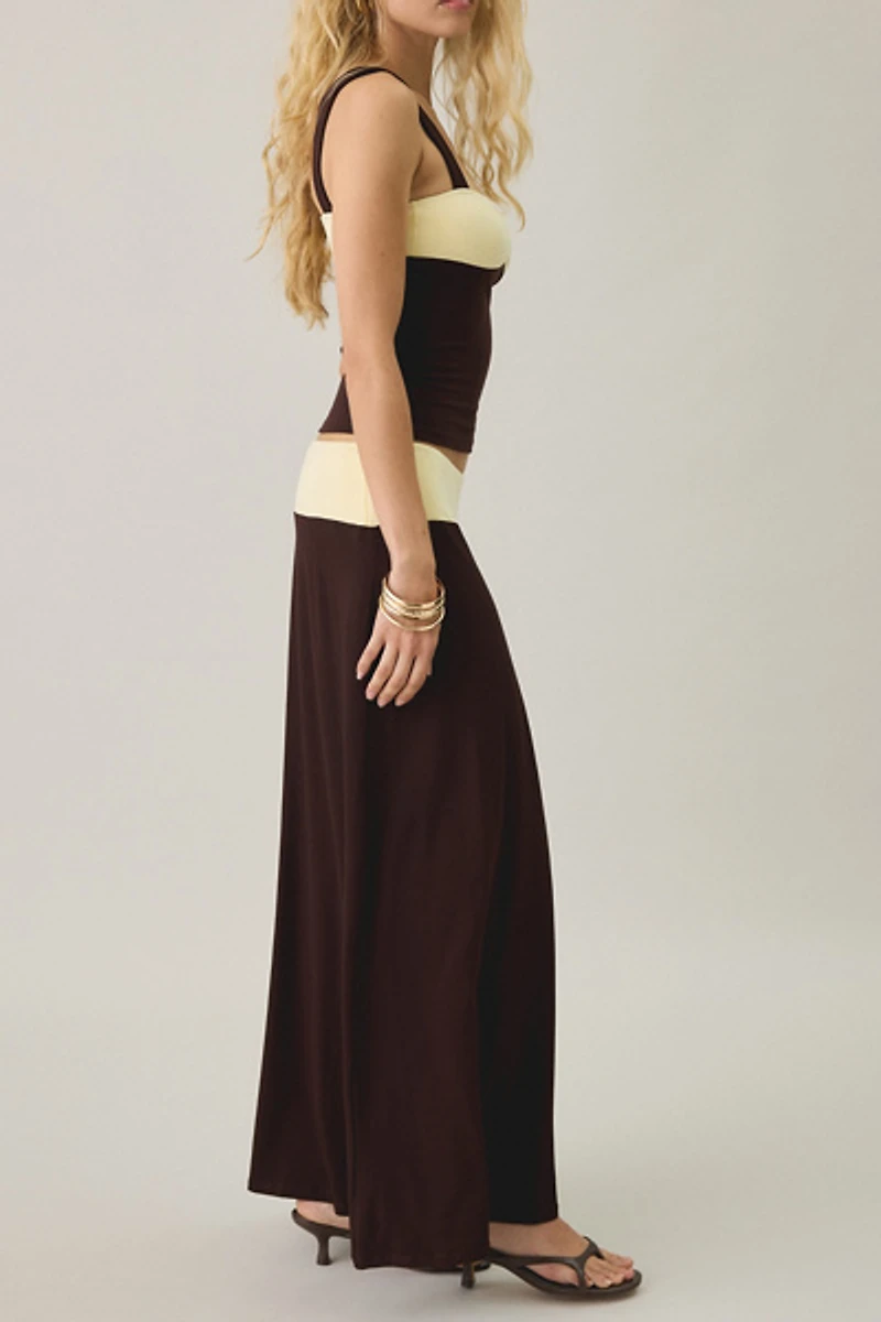 Motel Olie Colorblock Jersey Knit Maxi Skirt