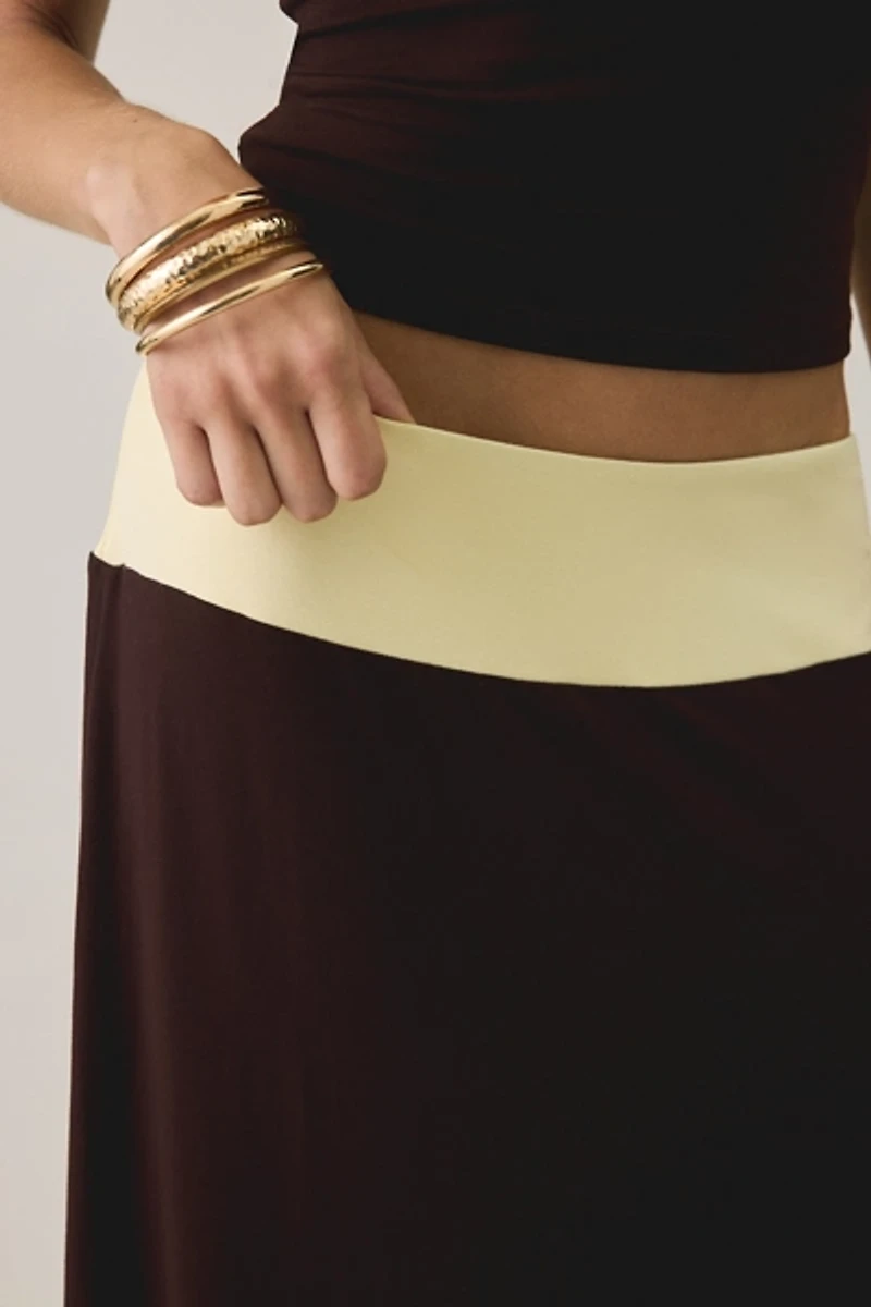 Motel Olie Colorblock Jersey Knit Maxi Skirt
