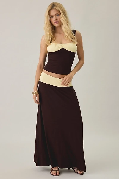 Motel Olie Colorblock Jersey Knit Maxi Skirt