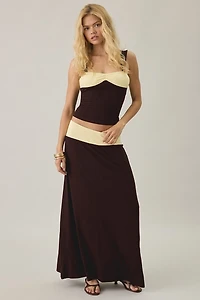 Motel Olie Colorblock Jersey Knit Maxi Skirt