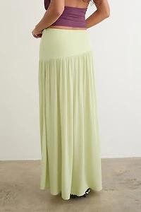 Motel Fang Semi-Sheer Asymmetric Drop Waist Maxi Skirt